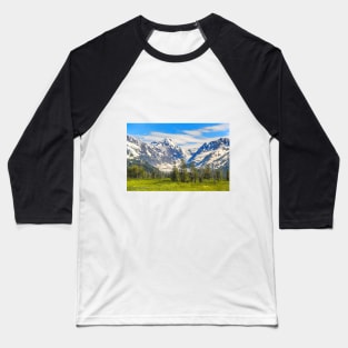 USA. Alaska. Snow-Covered Mountains. Baseball T-Shirt